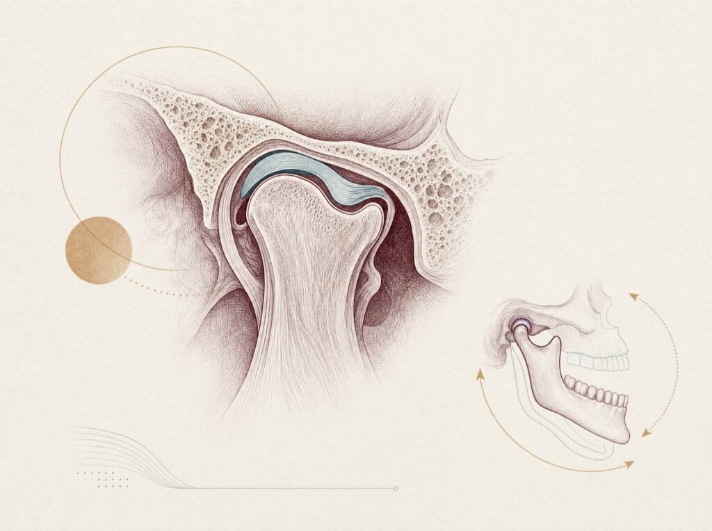 Gravür illüstrasyon: çene eklemi anatomik kesiti