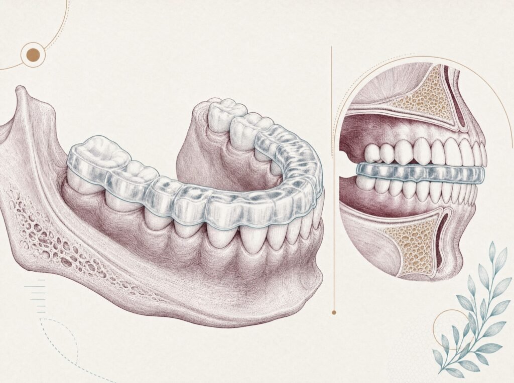 Gece plağı (oklüzal splint) — bilimsel illüstrasyon